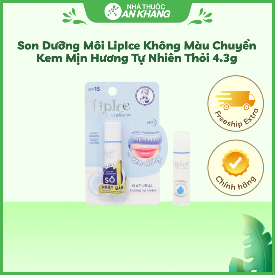 Son dưỡng môi LipIce không màu chuyển kem mịn hương tự nhiên thỏi 4.3g