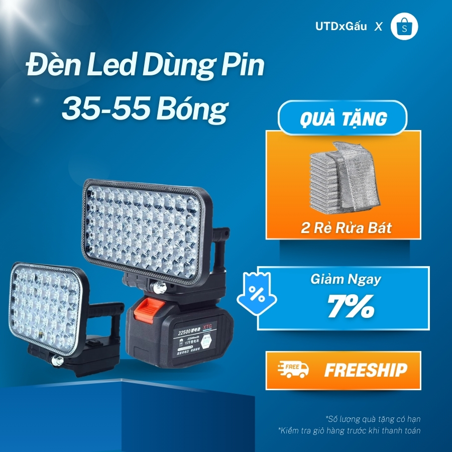 Đèn LED Siêu Sáng Sử Dụng Pin Makita 55 LED Với 2 Chế Độ Sáng, Có Cổng Sạc Điện Thoại USB 2025