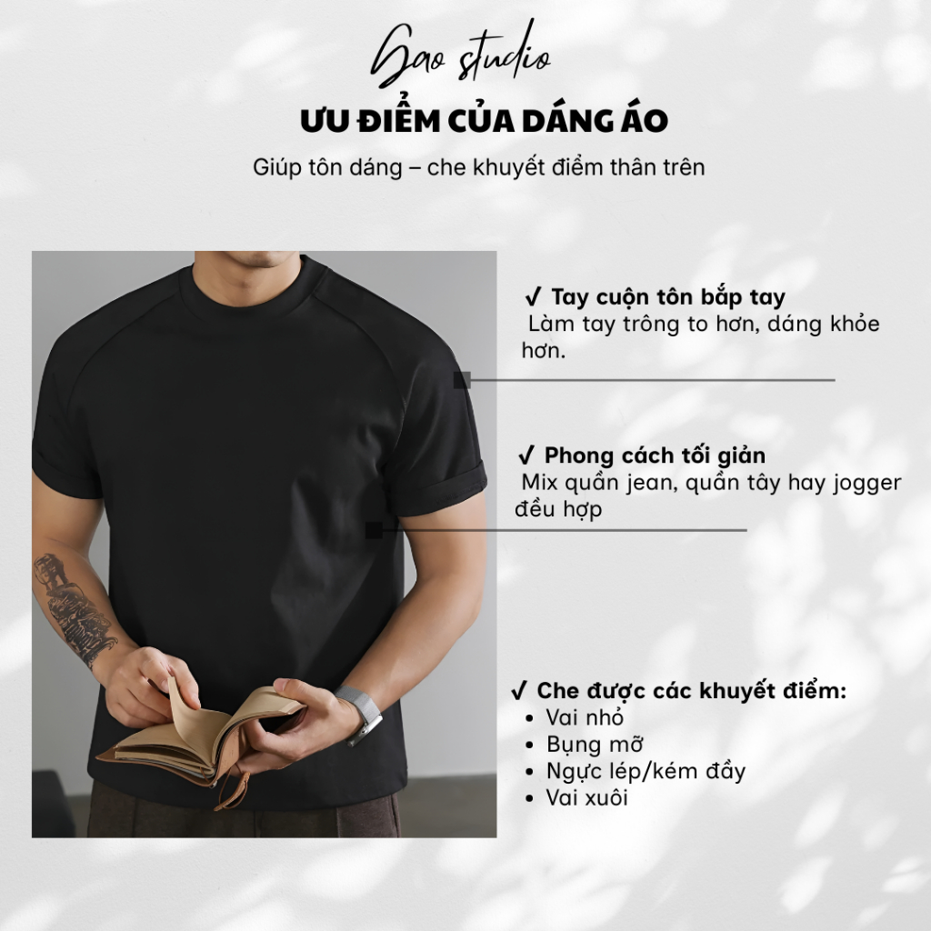 Áo phông nam trơn vải cotton co giãn form regular trẻ trung nam tính Gao studio G008