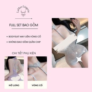 [LaMeo Lingerie] Bộ váy ngủ liền thân Bodysuit ren thiết kế kèm vòng cổ quyến rũ