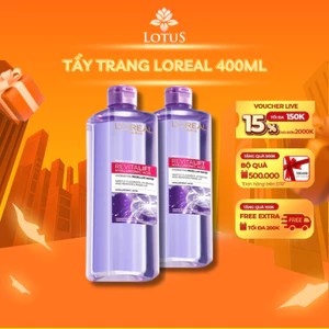 Nước tẩy trang Loreal Tím 400ml L'Oreal Revitalift HA Hyaluronic Acid Giảm Dầu Mụn, Cấp Ẩm