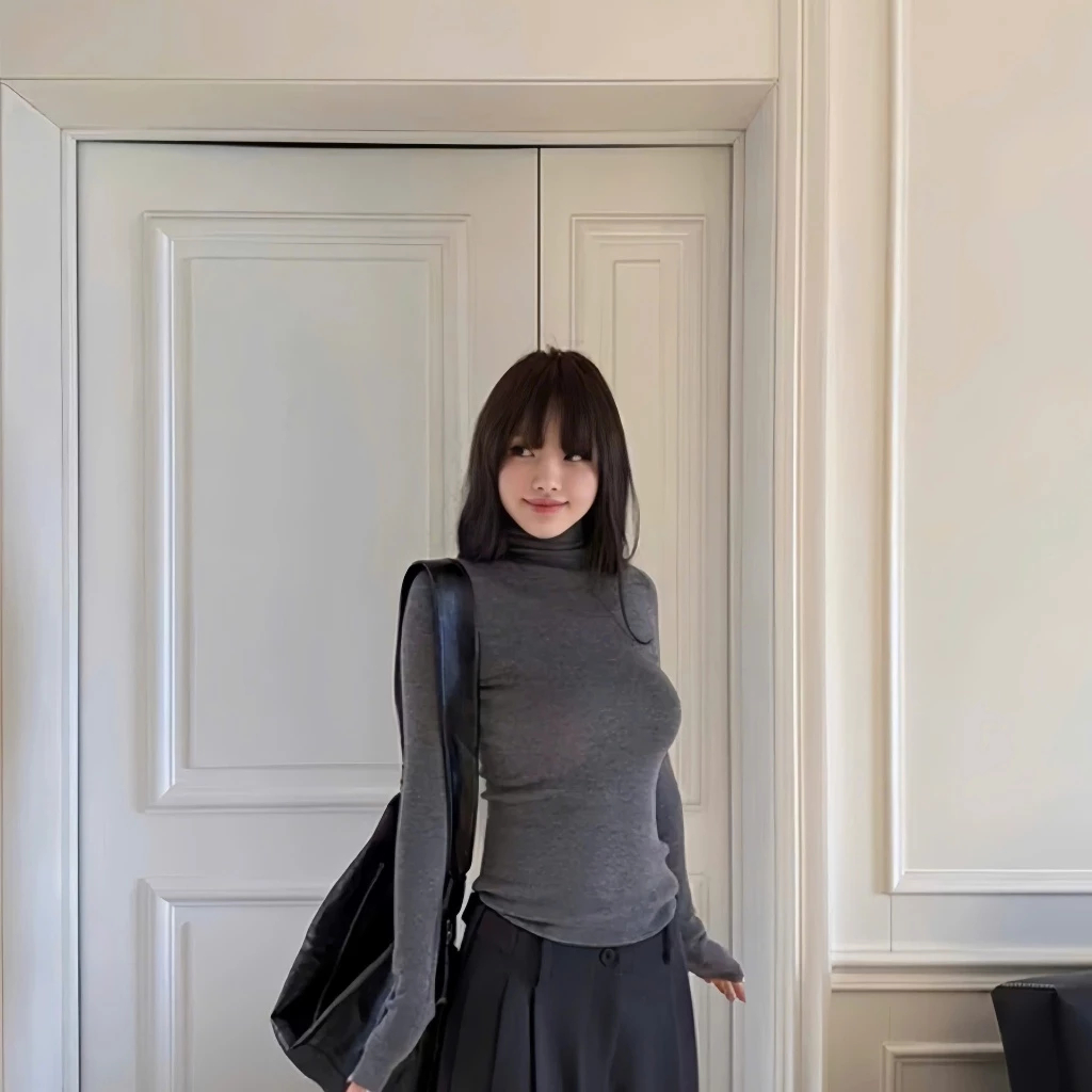 [Peinn] Áo thun cổ lọ 8p dài tay giữ nhiệt cổ lọ cao 8cm co giãn chất cotton mịn dày dặn 12 Tháng Sáu MA2803