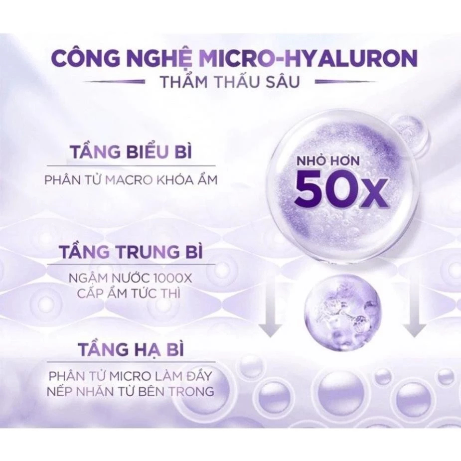 [MUA 1 TẶNG 1] Nước tẩy trang Loreal Tím 400ml L'Oreal Revitalift HA Hyaluronic Acid Giảm Dầu Mụn, Cấp Ẩm