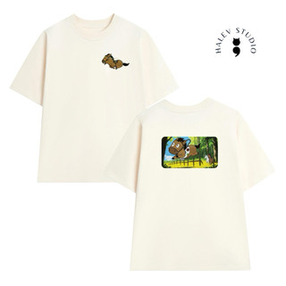 Áo thun Unisex in hình chú Ngựa dễ thương chất Cotton Premium mềm mịn định lượng 250gsm