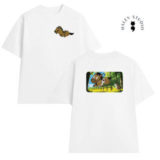 Áo thun Unisex in hình chú Ngựa dễ thương chất Cotton Premium mềm mịn định lượng 250gsm