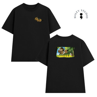 Áo thun Unisex in hình chú Ngựa dễ thương chất Cotton Premium mềm mịn định lượng 250gsm