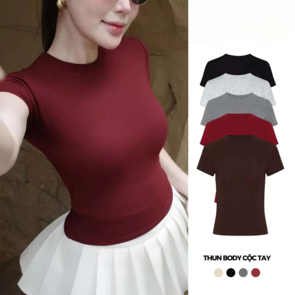 [Peinn] Áo thun nữ thắt eo ôm body chất thun cotton Hàn Quốc co dãn mát mẻ 12 Tháng Sáu.clothing-MA 208