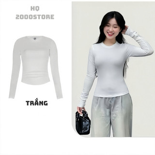 Áo thun Giữ Nhiệt  nữ cổ tròn ôm gọn,chất liệu gân tăm co giãn, thanh lịch,thời trang thu đông