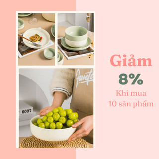 Bộ Chén Đĩa Sứ Xanh Kem Cao Cấp Dày Dặn Sang Trọng CBG07