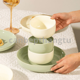 Bộ Chén Đĩa Sứ Xanh Kem Cao Cấp Dày Dặn Sang Trọng CBG07
