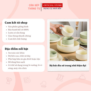 Bộ Chén Đĩa Sứ Xanh Kem Cao Cấp Dày Dặn Sang Trọng CBG07
