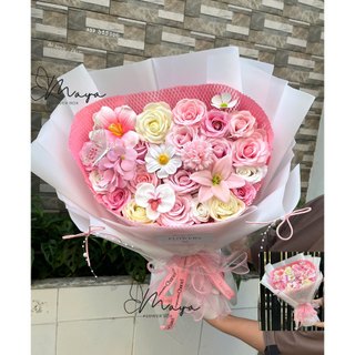 Bó hoa sáp mix 20 bông, 25 bông dáng dài xinh xắn [Quà tặng sinh nhật, valentine, 8/3, 20/10, noel...]