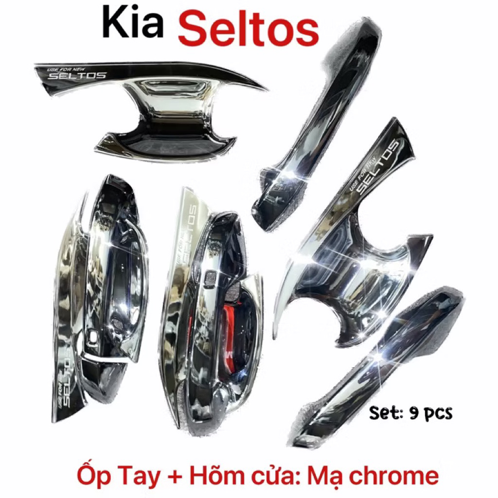 Ốp tay nắm và hõm xe Kia Seltos 2020-2026 mạ Crom cao cấp