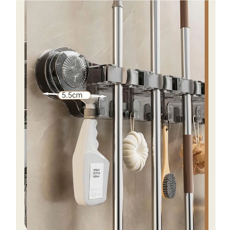 Thanh Móc kẹp cây lau nhà kẹp chổi dán tường hút chân không Thanh kẹp dán tường SH0030 4 kẹp đa năng
