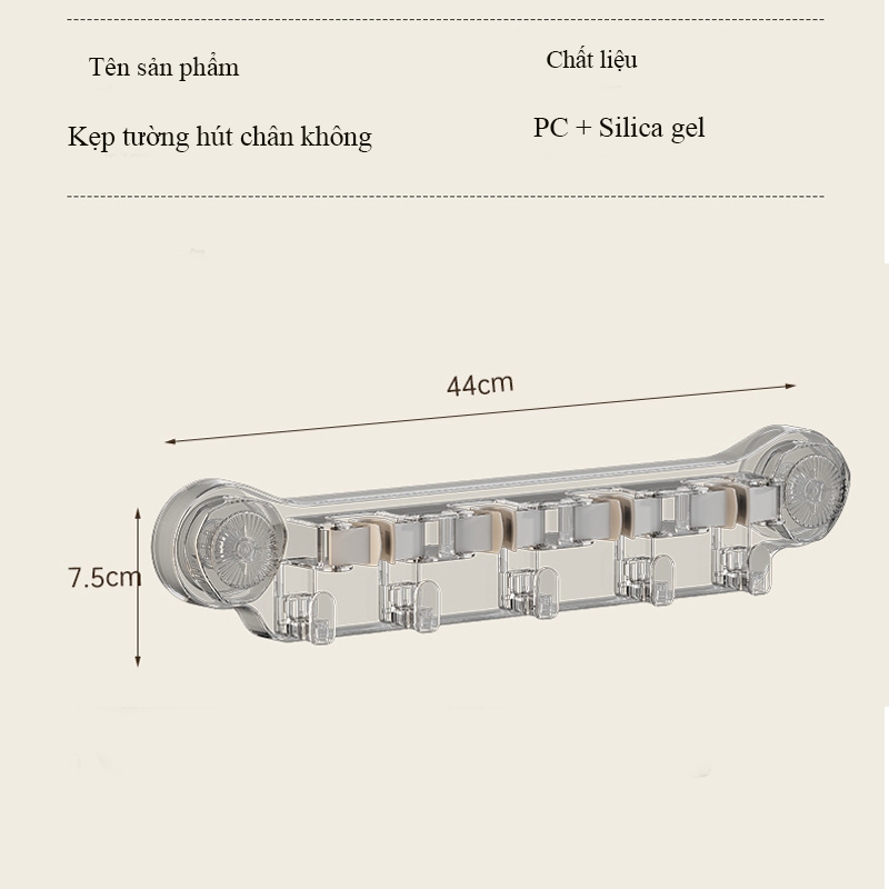 Thanh Móc kẹp cây lau nhà kẹp chổi dán tường hút chân không Thanh kẹp dán tường SH0030 4 kẹp đa năng
