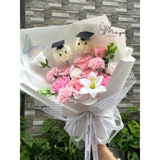 Bó hoa sáp mix theo yêu cầu tone hồng xinh xắn tặng tốt nghiệp [Quà tặng tốt nghiệp]