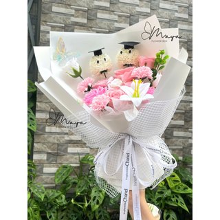 Bó hoa sáp mix theo yêu cầu tone hồng xinh xắn tặng tốt nghiệp [Quà tặng tốt nghiệp]