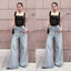 - Quần Jeans Nữ Suông Ống Loe Rộng Màu Xanh Basic (Mã14)