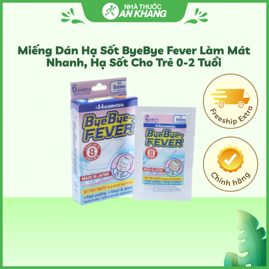 Miếng dán hạ sốt ByeBye Fever làm mát nhanh, hạ sốt cho trẻ 0-2 tuổi