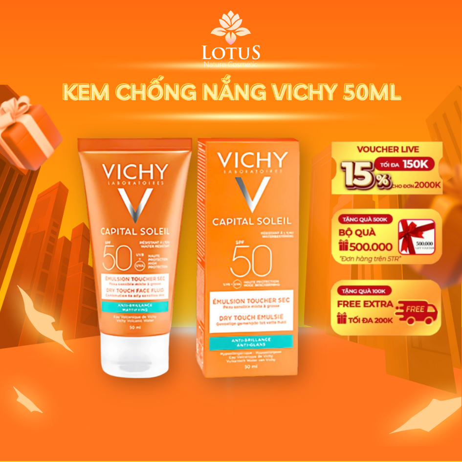 [MUA 1 TẶNG 1] Kem chống nắng Vichy Emulsion Dry Touch SPF50+ 50ml