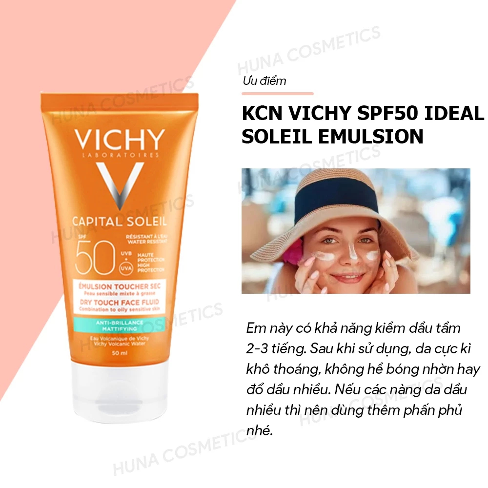 [MUA 1 TẶNG 1] Kem chống nắng Vichy Emulsion Dry Touch SPF50+ 50ml