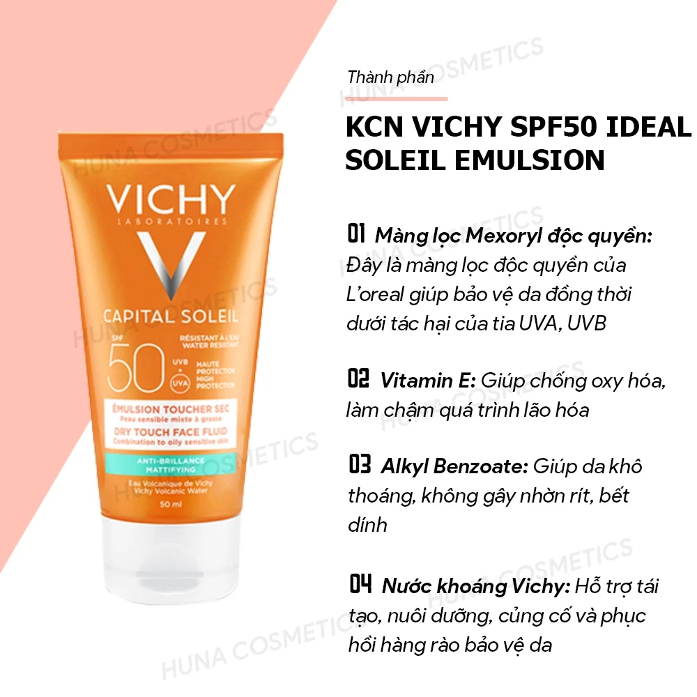 [MUA 1 TẶNG 1] Kem chống nắng Vichy Emulsion Dry Touch SPF50+ 50ml