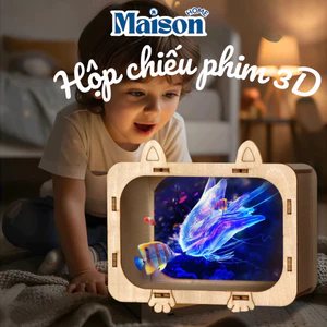 Hộp Gỗ Chiếu Phim Hologram 3D Cho Bé MAISON, Trình Chiếu 3D Sống Động Phù Hợp Với Mọi Điện Thoại