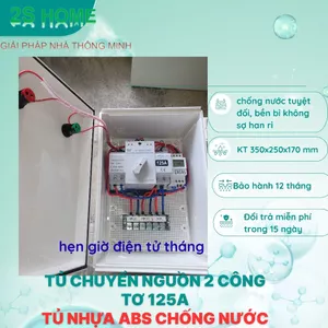 Tủ NHỰA NGOÀI TRỜI chuyển nguồn 2 công tơ 125A- cầu dao chuyển tự động 2 công tơ- TỦ NHỰA ABS CHỐNG NƯỚC- CHỐNG HAN RỈ