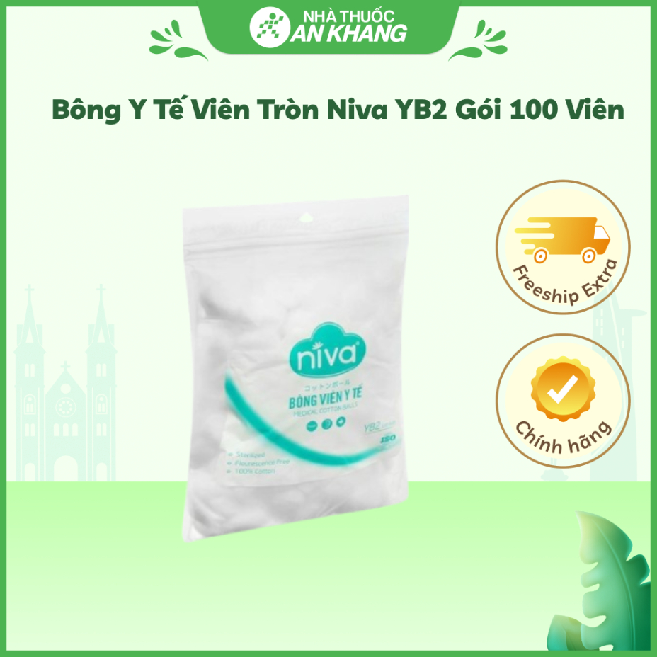 Bông y tế viên tròn Niva YB2 gói 100 viên