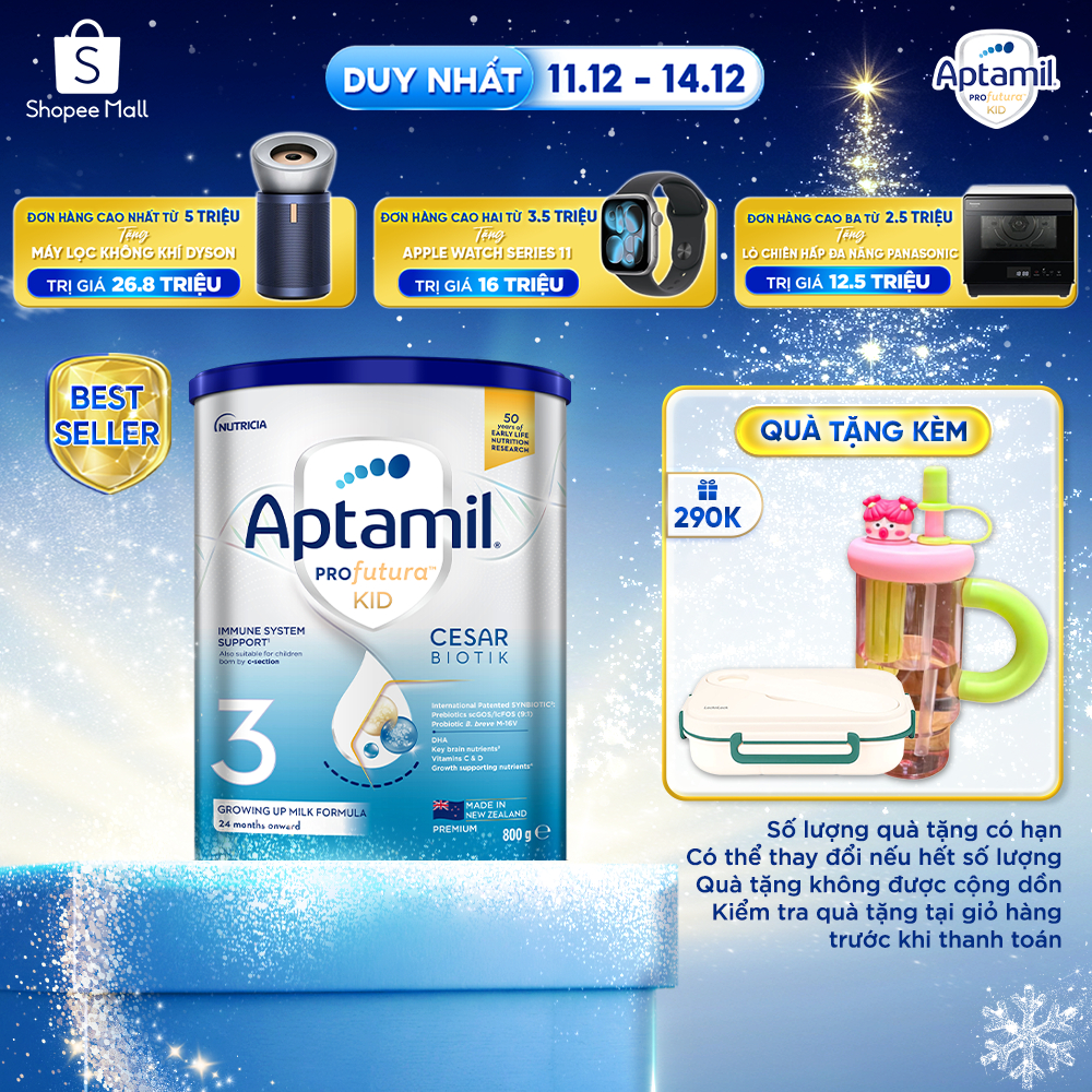 [Hỏa tốc - 0Đ] Sữa bột Aptamil Profutura Kid Cesarbiotik New Zealand số 3 - Synbiotic độc quyền cho bé từ 2-6 tuổi