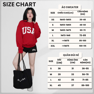 Set Bộ Nỉ Nữ Thu Đông CHEPOL Cổ Tròn, In Chữ USA, Chất Nỉ Nhung Cao Cấp ( Áo Sweater Đỏ Đô + Quần Đùi Đen)-CP_10727