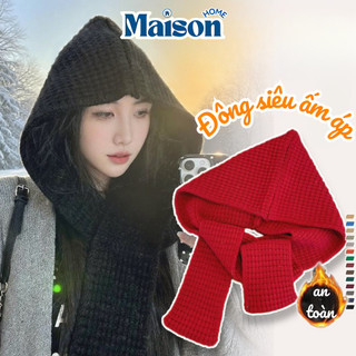 Mũ Trùm Đầu Phong Cách Hàn Quốc Cho Nữ MAISON, Mũ Len Dày Dặn, Siêu Ấm, Chống Gió Lạnh Mùa Đông