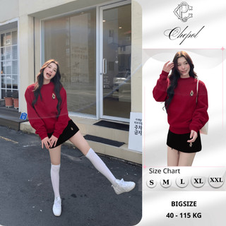 Set Bộ Nỉ Nữ Thu Đông CHEPOL Cổ Tròn, In Chú Gấu, Chất Nỉ Nhung Cao Cấp ( Áo Sweater Đỏ Đô + Chân Váy Ngắn Đen)-CP_16665