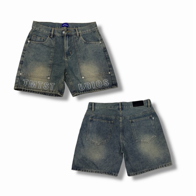 Quần Short Jeans Nam Form Rộng Thêu Chữ Denim Cao Cấp Trên Gối Unisex Local Brand TMT.STU | TMTD10
