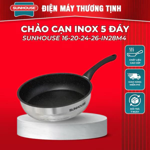 CHẢO INOX CAO CẤP 5 ĐÁY CHỐNG DÍNH SUNHOUSE IN20M4 HÀNG CHÍNH HÃNG DÙNG ĐƯỢC MỌI LOẠI BẾP