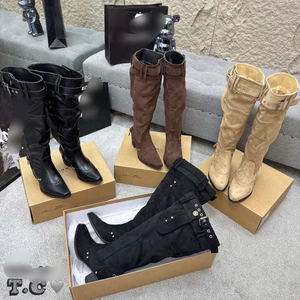 🆘 Boot dài da lộn đai khuy đế bệt