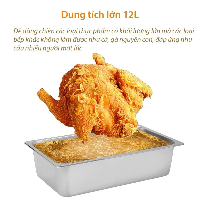 Bếp chiên ngập dầu SUNNY 3000W hệ thống gia nhiệt kép nóng nhanh, sôi mạnh