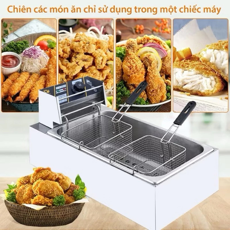 Bếp điện chiên nhúng SUNNY 12L -  2500W hệ thống gia nhiệt kép nóng nhanh, sôi mạnh