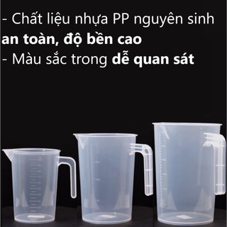 Ca đong 1L nhựa PP an toàn thực phẩm thân trong suốt vạch rõ ràng miệng rót tiện lợi dễ sử dụng (6071)