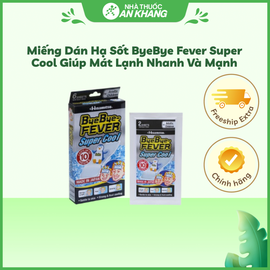 Miếng dán hạ sốt ByeBye Fever Super Cool giúp mát lạnh nhanh và mạnh