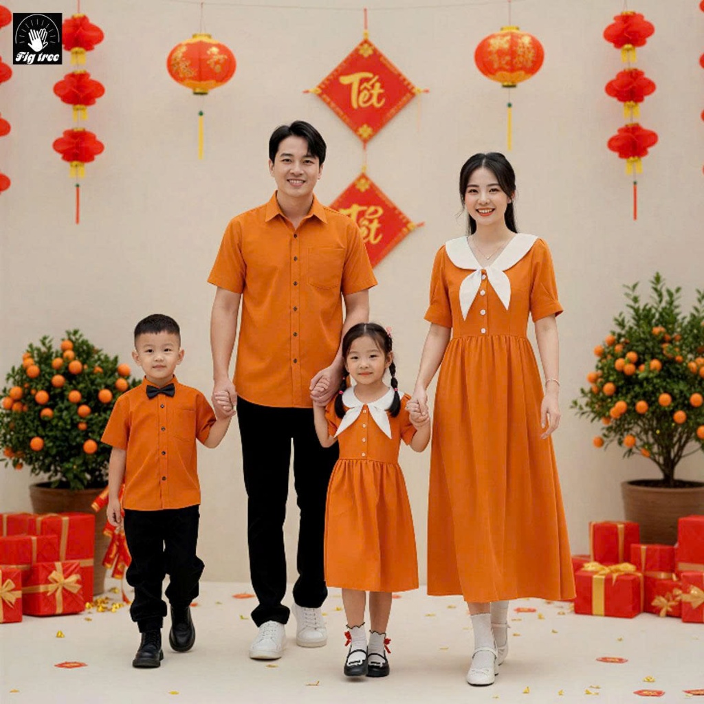 Đồ Gia Đình Fig Tree Màu Cam Phối Trắng Siêu Sang, Chất Đũi Dày Đẹp, Thiết Kế Mới Cho Mùa Du Lịch