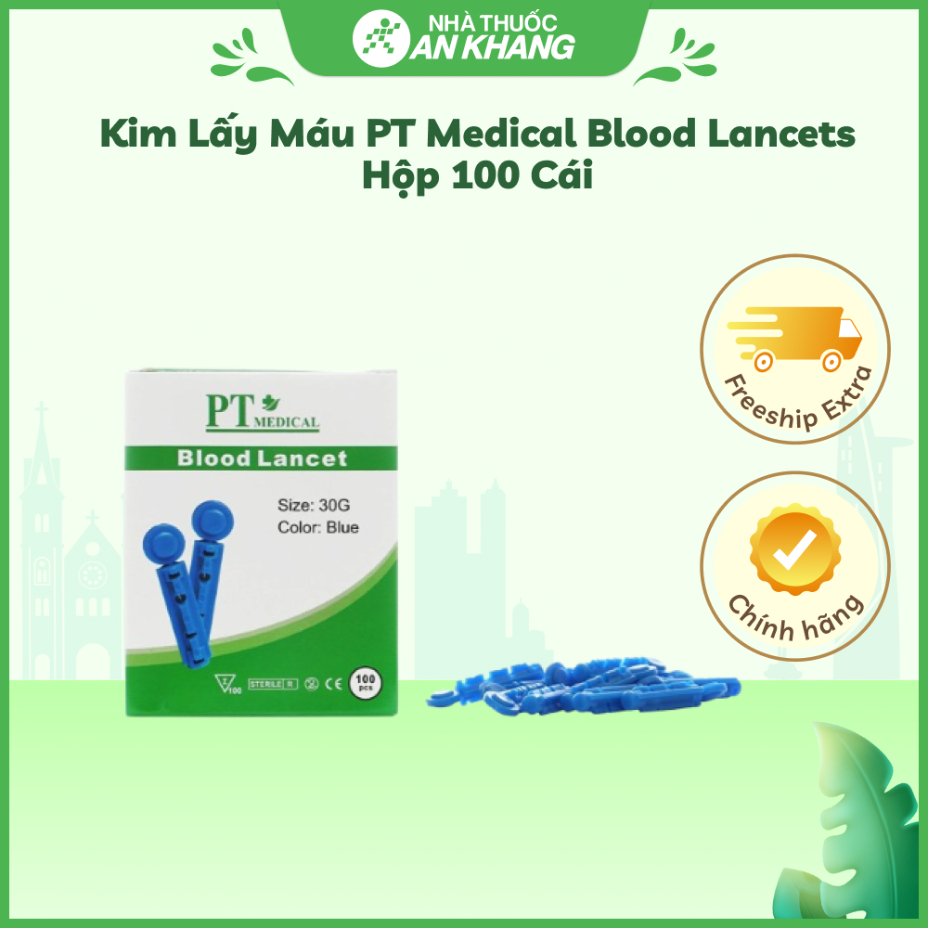 Kim lấy máu PT Medical Blood Lancets hộp 100 cái