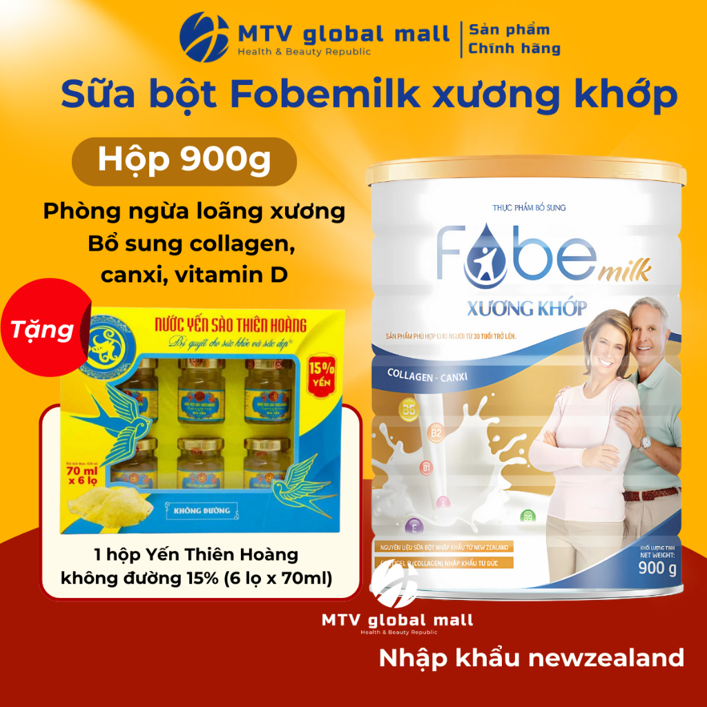 Sữa Bột Fobemilk Xương Khớp Fobe Bổ Sung Collagen, Canxi và Vitamin D3 ...