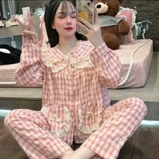 Bộ Kẻ Đũi Cổ Sen Tiểu Thư Túi Nơ - MS A06