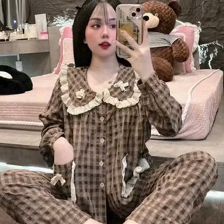 Bộ Kẻ Đũi Cổ Sen Tiểu Thư Túi Nơ - MS A06