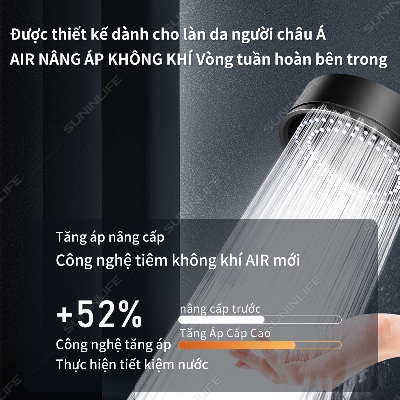 Bộ Vòi Sen Nhà Tắm Tăng Áp 3 Món 5 Chế Độ Dòng Nước vòi hoa sen nóng lạnh - SUNINLIFE