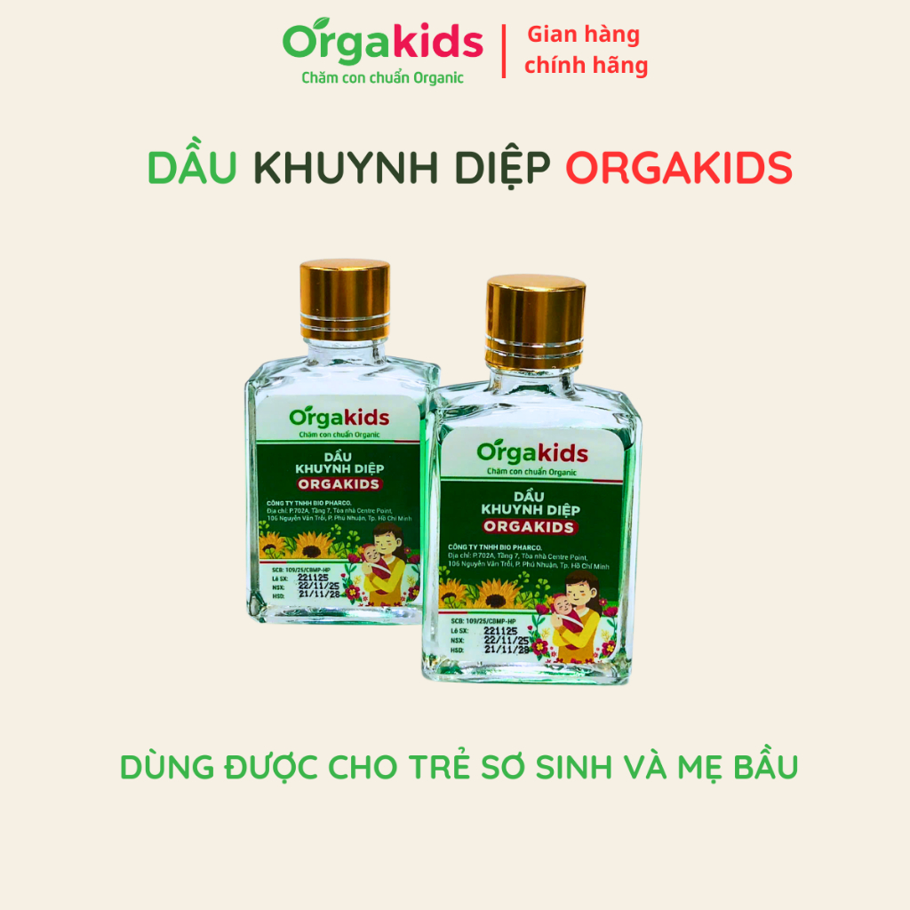 Dầu Khuynh Diệp Orgakids Bổ Sung Vitamin E, Tinh Dầu Hướng Dương - Chai 25ml