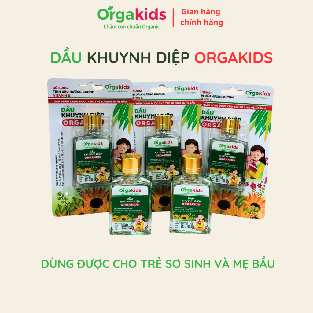 Dầu Khuynh Diệp Orgakids Bổ Sung Vitamin E, Tinh Dầu Hướng Dương - Chai 25ml