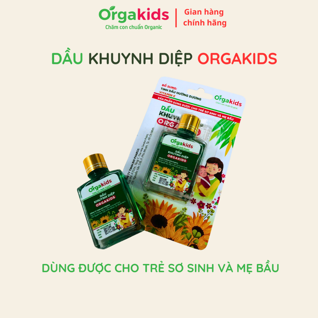 Dầu Khuynh Diệp Orgakids Bổ Sung Vitamin E, Tinh Dầu Hướng Dương - Chai 25ml
