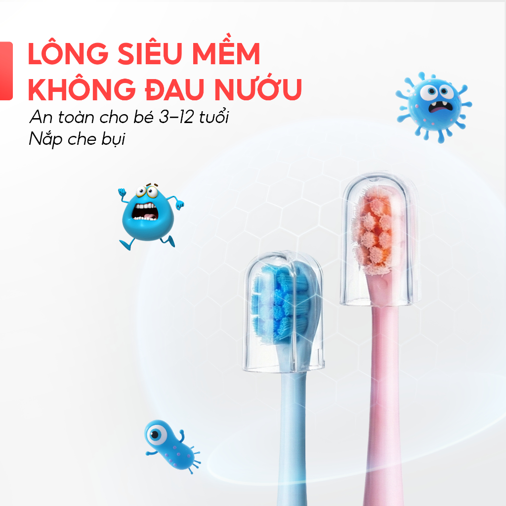 Bàn Chải Điện Cho Bé Sóng Âm Sonic LUHAN LIFE , Bàn Chải Đánh Răng Điện Trẻ Em Lông Mềm Đa Năng IPX7